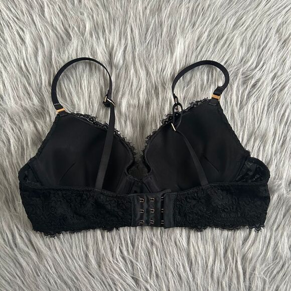 Aerie Push Up Bra Womens Size 34B Black Floral Lace Underwire Back Closure - Picture 4 of 7